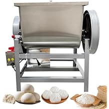 Electric Dough Mixer 33 lbs Commercial Flour Mixer Bidirectional Rotation Heavy Duty Dough Kneading Machine Mixable Minced Meat 110V Flour-mixing Machine with 90 Tilt Barrel for Restaurant