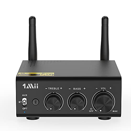 [Upgraded] Bluetooth Amplifier, 1Mii Bluetooth Digital Amplifier, Bluetooth 5.0 Stereo Audio Amplifier Receiver Long Range 2.1 Channel Mini Hi-Fi Amp for Home Speakers 100W x 2 w/Bass & Treble Control