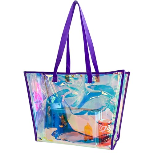 TotePrint Regenbogenfarbe Umhängetasche, Handtasche mit Tief Violett Bandgriff, Geeignet für Reisen, Tägliche Abholung, Bunter Druck, Große Kapazität (Tief Violett)