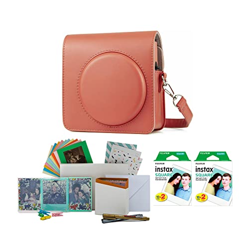 Image of Fujifilm Instax Square Film Twin Pack (40 Exposures) Bundle with Case and Storage Box (Orange) (4 Items)