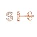 PAVOI 14K Rose Gold Plated Sterling Silver CZ Alphabet Letter Earrings | Initial Earrings for Girls | Letter S