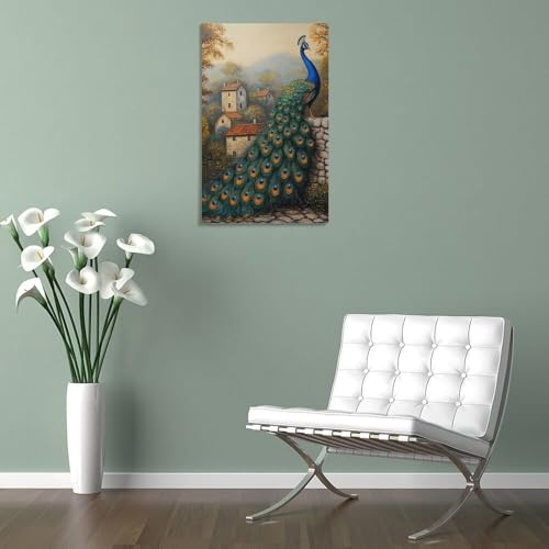 Impression sur toile paon premium 40x60cm tableau moderne - 5