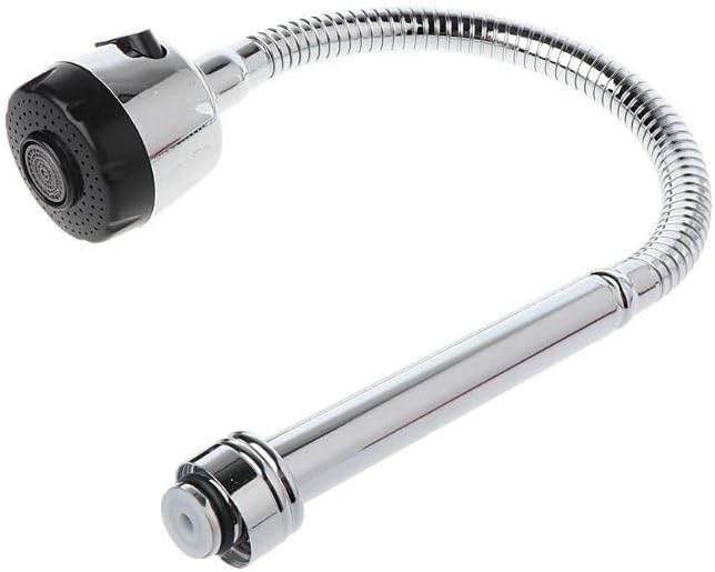 XMKT Chrome 48cm Zinc Alloy Kitchen Bar Faucet Hose - Double Hole Water Replacement Tap with Flexible Spray Nozzle