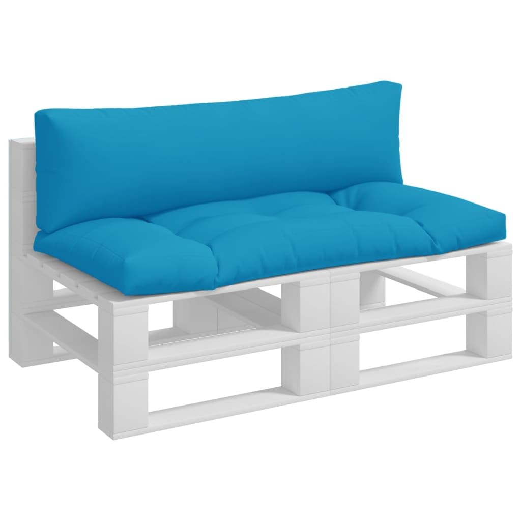 Cuscini per pallet, 2 pezzi, blu chiaro, in poliestere, cuscini per seduta e schienale, 110 x 58 x 10 cm, impermeabili, imbottiti, per giardino, balcone, terrazza, mobili per esterni, comodi