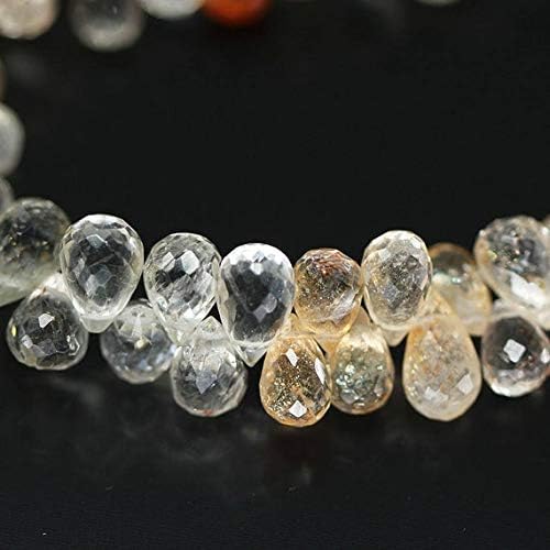 1 Strand suntone Tear Drop Faceted 4'' Long Strand Gemstone Beads, Jewelry Supplies for Jewelry Making, Bulk Beads, for Meditation Jewellery Gemstone 8mm to 9mm
