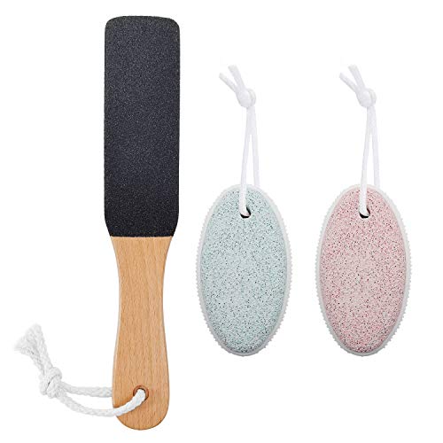 Foot File Wooden and Pumice Stone for Feet Kit, Foot Rasp Pedicure, Heel/Foot Callus Remover Tool, Scrubber for Foot Care, Allous Removers for Feet, Can Be Used On Trimming Dead Skin, Callus