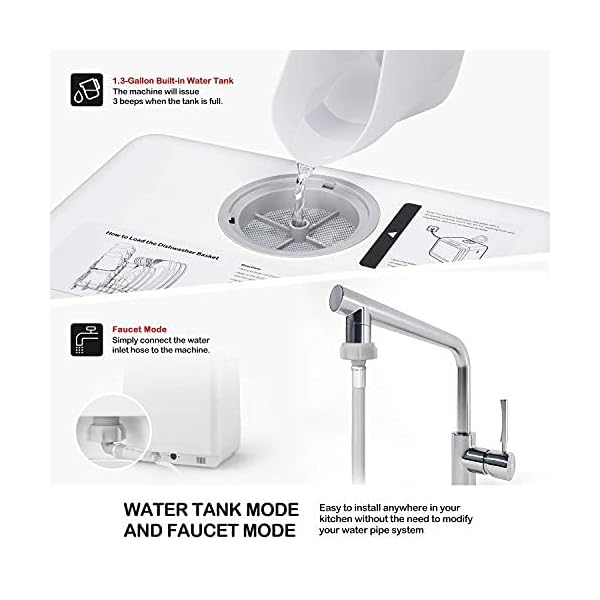 Portable Countertop Dishwashers, NOVETE Compact Dishwashers with 5 L