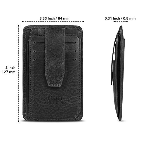 RFID Blocking Minimalist Men’s Wallet - Slim, Italian Leather Credit Card Holder and Zippered Coin Slot2