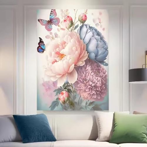 XBTYKPB Cuadro en lienzo con diseño de peonía y flores, arte de pared con flores, póster decorativo, sala de estar, pasillo, impresiones para decoración del hogar, marco de 30 x 45 cm
