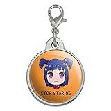 GRAPHICS & MORE Stop Staring Kawaii Chibi Girl Pigtails Chrome Plated Metal Pet Dog Cat ID Tag