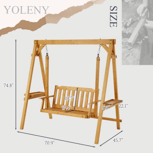YOLENY Two-Person A-Frame Wooden Porch Swing #TOP29