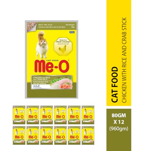 Image of Me-O, Chicken with Rice &Crab Stick 80G, Wet Food, Pack of 12 (80G X 12, 960G)