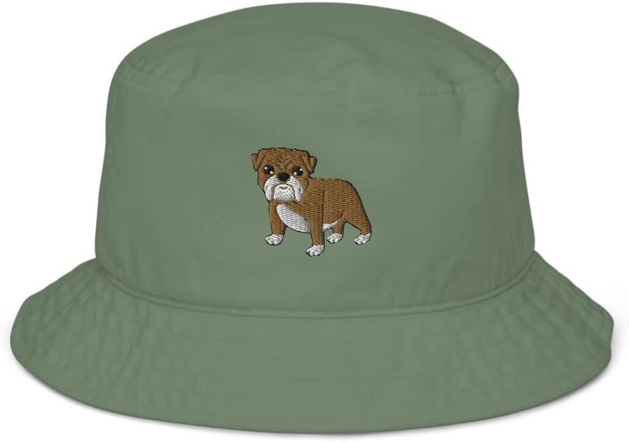 Bulldog hat, Embroidered Unisex Organic Bucket hat, Bulldog mom hat, Bulldog dad hat, Cute Bulldog Gifts.