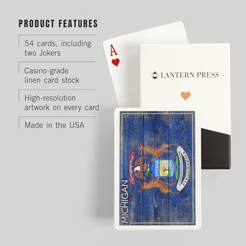 Baraja de Poker 52 cartas Rustic Michigan State Flag miniatura 3