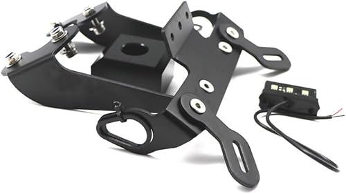 Miniatura 4 de AL-mart - Eliminador de guardabarros de motocicleta con luz LED ajustable, soporte de montaje para placa de matrícula, compatible con Ya-maha