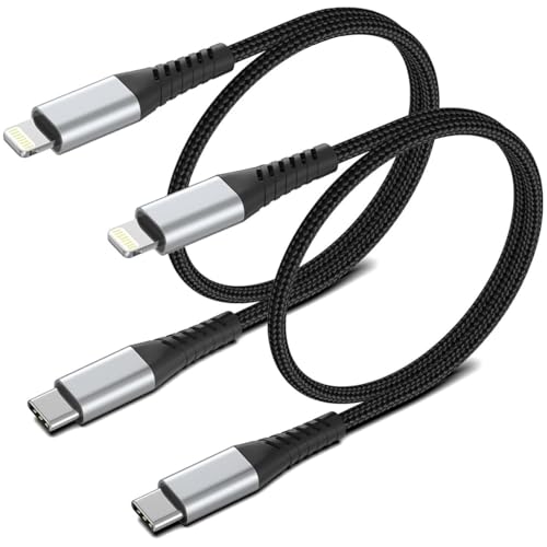 PEAKLIFT 2FT USB C to Lightning Cable 2 Pack Short iPhone Charging Cable USB C Braided 2 Foot Type C to Lightning Cable PD Fast Charging for iPhone 14 13 12 11 Pro Max Mini 10 8 7 Plus XR XS SE
