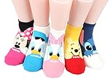 Machine washable Disney Mug Sneakers Women\'s Socks 6 pairs Made in Korea (Micky,Minie,Donald,Daisy,Pooh,stitch)