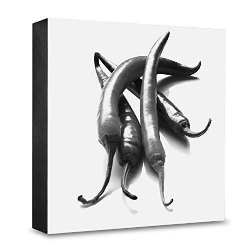 Bloc photo en bois piments forts 20x20 cm deco murale cuisine