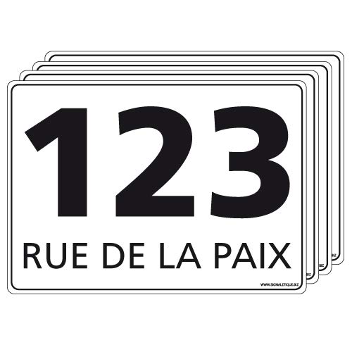 Lot de 4 Étiquettes Pour Poubelles Personnalisable Avec Le N° de Votre Maison et le Nom de Votre Rue