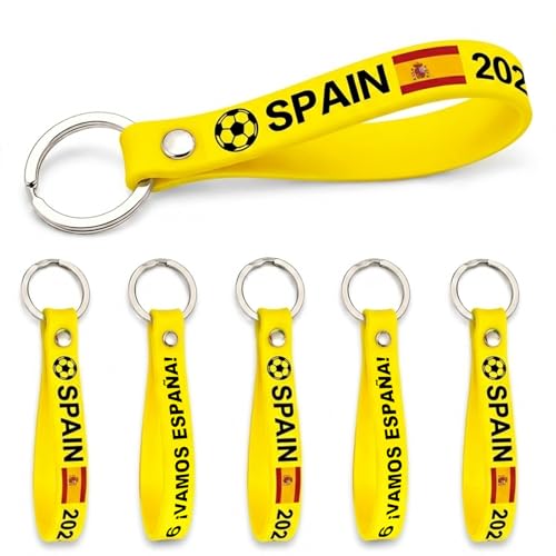 HOMAVEL 5 Pcs Porte-clés Espagne Mondial 2026 – Porte-clés Équipe d'Espagne avec Drapeau Espagnol et Gravure 2026 ¡VAMOS ESPAÑA！ – Accessoire pour la Coupe du Monde 2026, Matchs, Fêtes Sportives