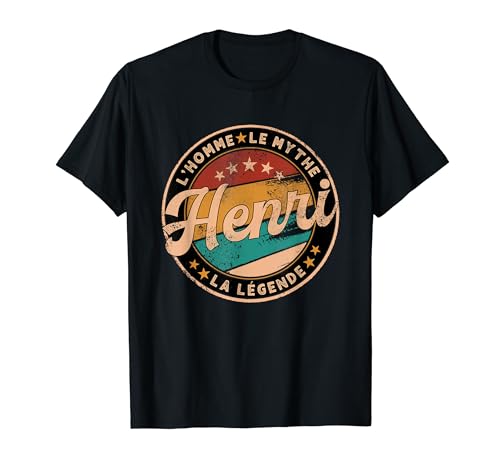 Photo de Henri L'Homme Le Mythe La Légende Idée Cadeau Prénom Henri T-Shirt