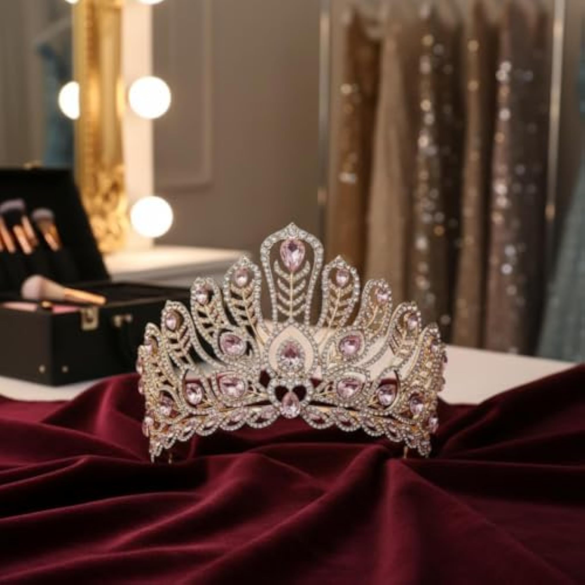 Rhinestone Bridal Headpiece with Combs, Gold