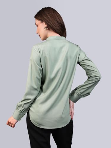 Image of Urbano Fashion Women's Modal Viscose Full Sleeve Regular Fit Casual Solid Shirt with Mandarin Collar
