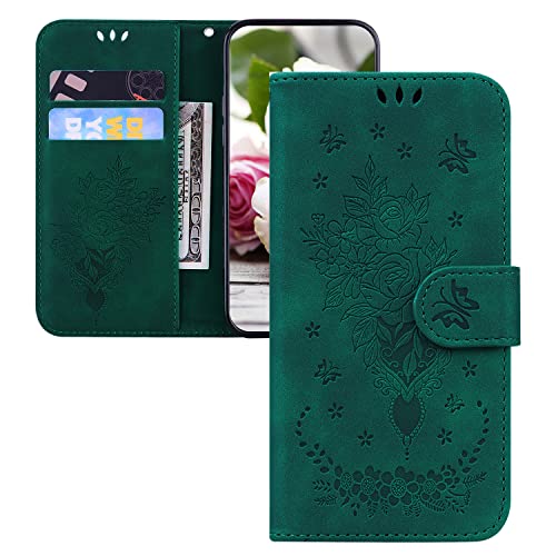 for Motorola Moto G Stylus 2022 5G Phone Case Moto G Stylus 2022 5G Cover,PU Leather Flip Wallet Case Shockproof Shell with Magnetic Stand Card Slot Case for Moto G Stylus 2022 5G,TX Flower Green