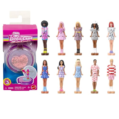 Barbie Mini Barbie Land Fashionistas Dolls, 1.5-Inch Dolls in Perfume Compact, Surprise Reveal