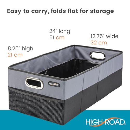 High Road CargoCube Car Storage Bin - Leakproof Car Trunk Storage Organizer with Metal Handles and Front Mesh Pocket, 12x24 Inches - Single pack by High Road - Image 6