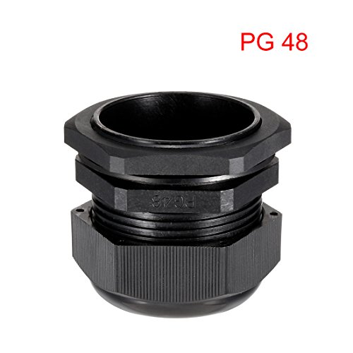 Prensaestopas PG48 pasacables impermeable de plástico uxcell negro 44mm 2