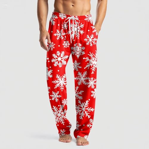 Mens Pajama Pants,Drawstring Christma Pj Pants Relaxed Fit Comfortable Elastic Bottoms With Pockets, M-3XL2