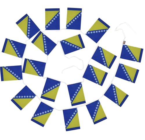Image of AZ FLAG Bosnia and Herzegovina 6 meters BUNTING Flag 20 flags 9'' x 6'' - Bosnian Herzegovinian STRING flags 15 x 21 cm