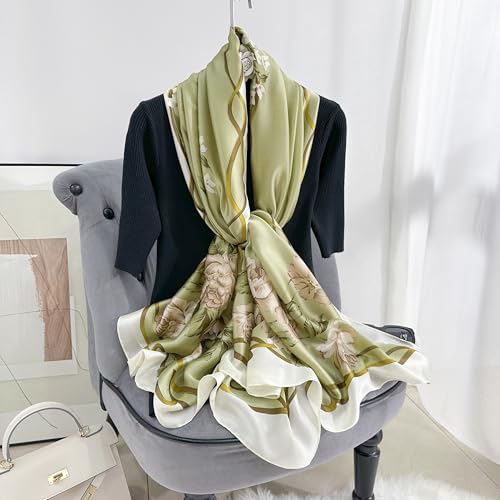 Image of MALINA Women's Polyester Silk Satin Stole Scarf - Soft Lightweight Fashion Wrap, Elegant Floral & Gradient Design, summer stole,Scarf For Women,Premium Stole,Large Size 180x90 cm'