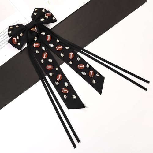 Accesorios Moños para el Cabello para Día de Partido, moños grandes para el cabello con cintas y piedras de imitación en rojo y azul, accesorios deportivos para fanáticas de fútbol miniatura 2