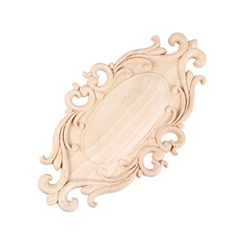 VOSAREA - Aplique tallado de madera no barnizada con corte de madera para decoración de puertas, molduras de estilo factoría, calcomanía, esquinero para muebles, armario, puerta