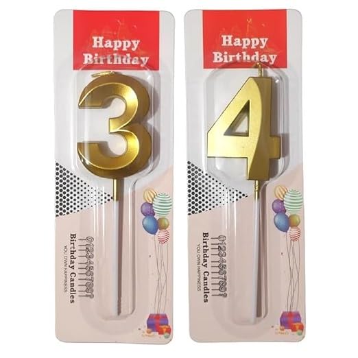 Image of ToyUniverse Number 34 Metallic Gold Candle for 34th Birthday, Anniversary, Surprise Party Cake Decoration (Pack of 2)