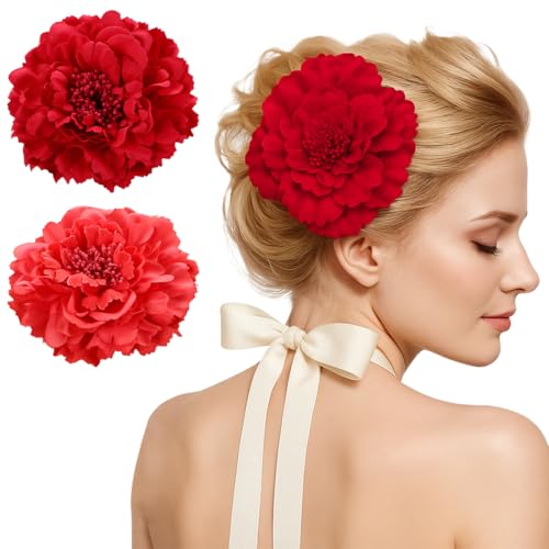 JYNVO Lot de 2 broches à fleurs, épingles à cheveux, accessoires pour coiffure, danseuse de flamenco, mariée, femme, fille, Séville, fête, mariage
