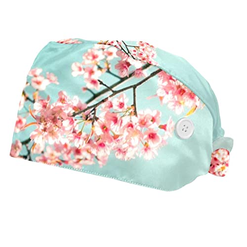 Chapeaux de travail JDEZ haut de gamme ajustables avec motif fleur rose cerise délicat