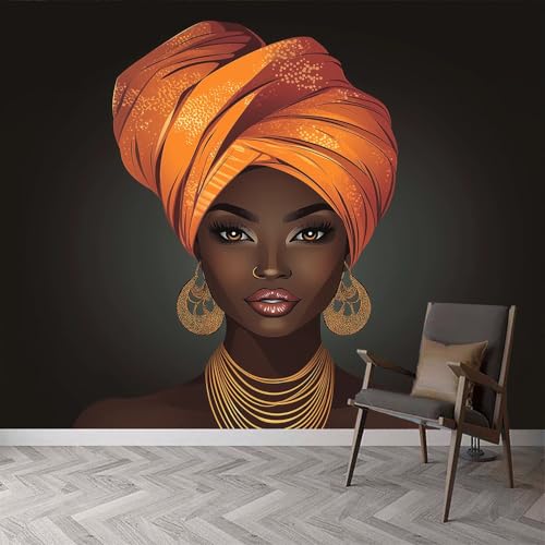 Murales de pared con retrato de personaje de mujer africana, papel pintado decorativo para sala de estar, dormitorio, papel pintado fotográfico, 200 x 140 cm (ancho x alto) papel pintado artístico