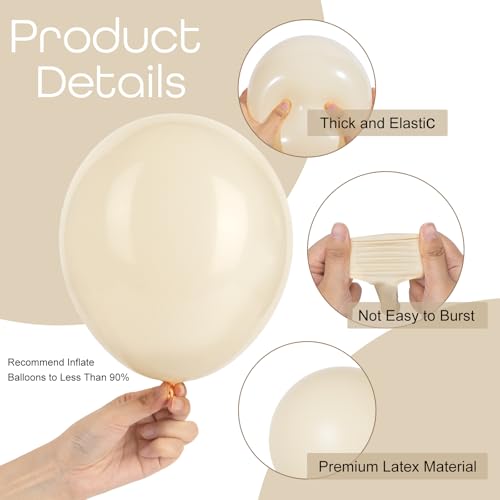Image of Ouddy Party 129Pcs Sand White Balloon Arch Garland Kit in 18 12 10 5 Inch | Different Sizes 6Pcs 18 inch Cream Beige Boho Balloons for Birthday Wedding Anniversary Bachelorette Holiday Party Decorations