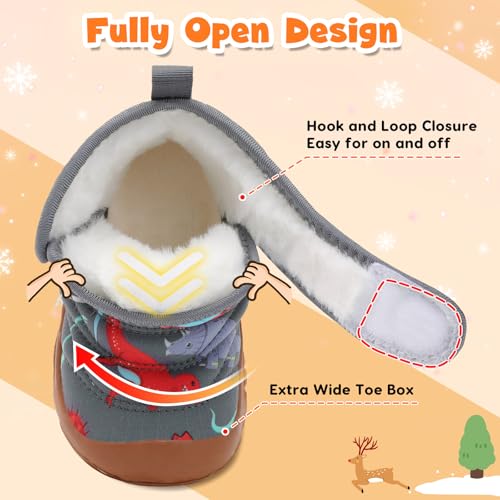 BARERUN Barefoot Baby Boys Girls Boots Warm Winter House Shoes for Toddler Girls Boys Waterproof Fleece Kids Snow Boots Faux Fur Infant Booties Walking Shoes for Indoor Outdoor2
