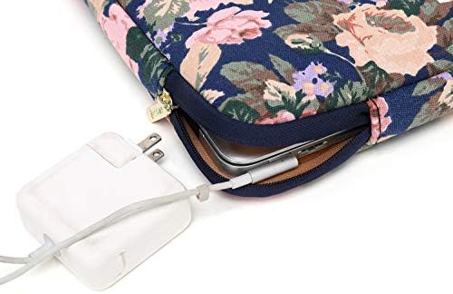 KAYOND Blue Camellia Water-resistant Canvas laptop sleeve for 13.3 inch laptop and macbook pro 14 (13-13.3 Inch, Blue Camellia)