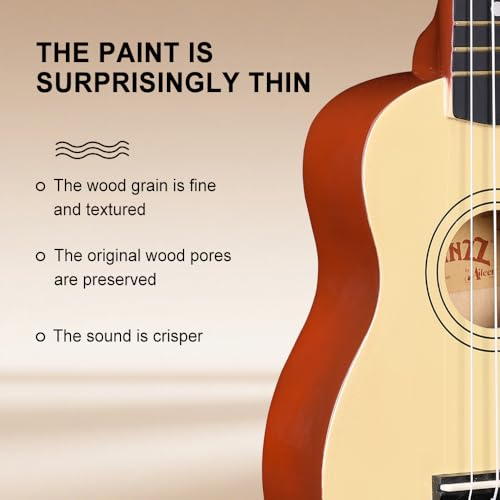 Winzz Sopran Ukulele Starter Kit für Anfänger, mit Tasche, Clip-On Tuner, zusätzlichen Saiten, Gurt, Plektron, Griffbrettaufkleber, Akkord-Karte, Poliertuch, Natur