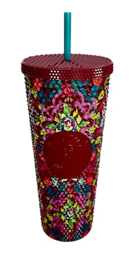Starbucks Fall 2025 Floral Bling Cold Cup with Reusable Straw, 24oz Limited Edition Collectible Tumbler for Iced Beverages