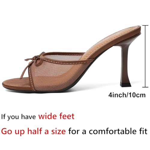 Image of Mostrin Kitten Heels for Women Round Toe Heels With Bow Vintage Mules Sexy Slip on Stiletto Backless Sandals for Party Daily