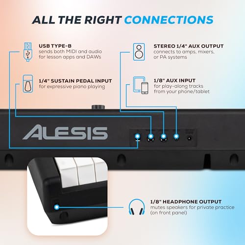 Alesis Recital Pro MKII 88-Key Digital Piano with Weighted Hammer-Action Keys, Speakers, 25 Sounds, USB MIDI and Audio, Sustain Pedal, Skoove and Melodics Piano Lessons by Alesis - Image 6