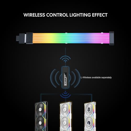 Image of Lian Li Strimer Wireless 16-Pin GPU RGB Power Extension Cable, 2.4GHz Wireless Lighting Control, 370mm (14.56 in) 8 Light Guides, Controller Required (Not Included) (PW16-81W)