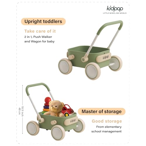 image for kidpop PULA Baby Push Walker with Wheels Toddler Wagon for First Learn