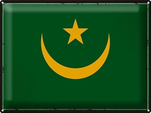 Femer Blechschild Flagge Mauretanien 40x30cm Retro Flag